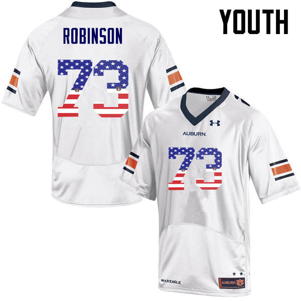 Youth Auburn Tigers #73 Greg Robinson USA Flag Fashion White College Stitched Football Jersey